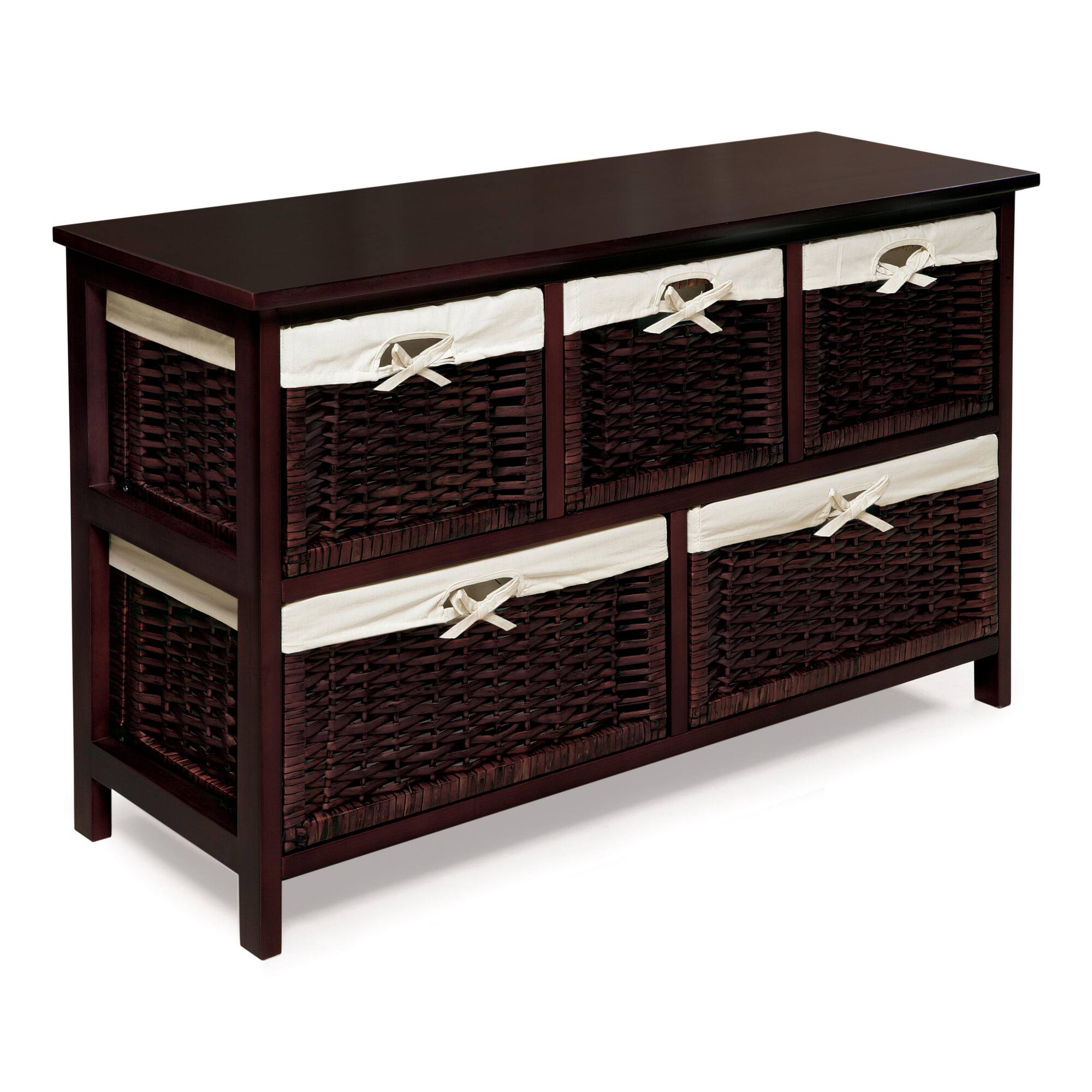 Badger Basket Espresso Five Wicker Basket Storage Unit